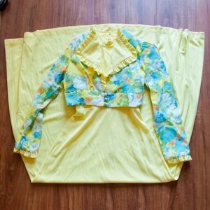 Vintage 1970's Retro Maxi Dress w/ Floral Jacket